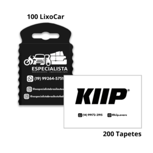 Kit 100 LixoCar 1 Cor + 200 Tapete Personalizado Preto