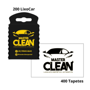 Kit 200 LixoCar 1 Cor + 400 Tapete Personalizado Preto